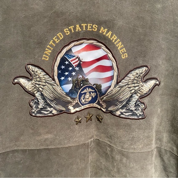 Patriotic Marines Leather Jacket Faux Sherpa Lined Bradford Exchange Military XL - Picture 6 of 14